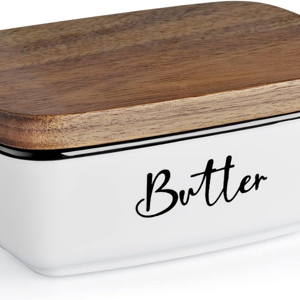 Butter Dish with Lid, Large Ceramic Butter Dish for Countertop, Butter Keeper wi